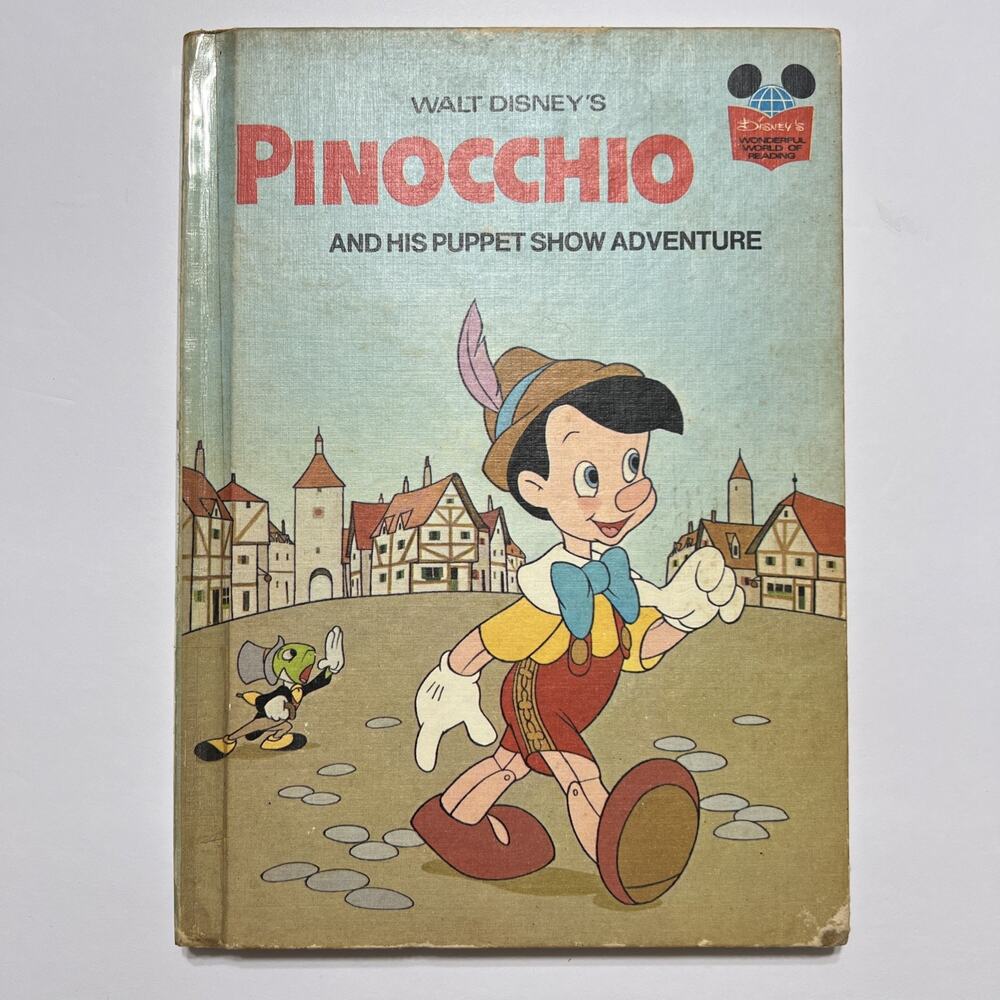 Walt Disney Pinocchio His Puppet Show Adventure 1973 Vintage Hardcover Book